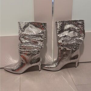 Paris Texas Silver Snakeskin Women's Boots